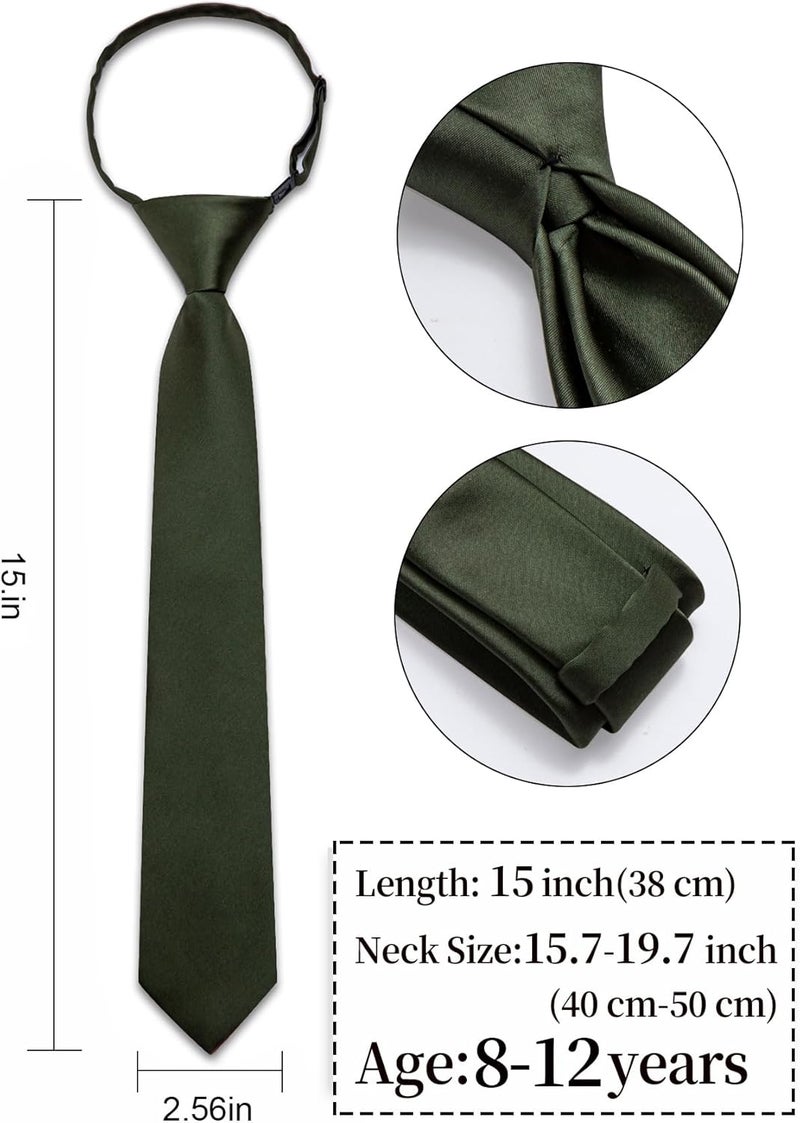 Ailisus Store Boys Tie Solid Color Silk Satin Pre-tied Kids Necktie for Age 8-12 Adjustable Formal Wedding School Graduation - Image 3